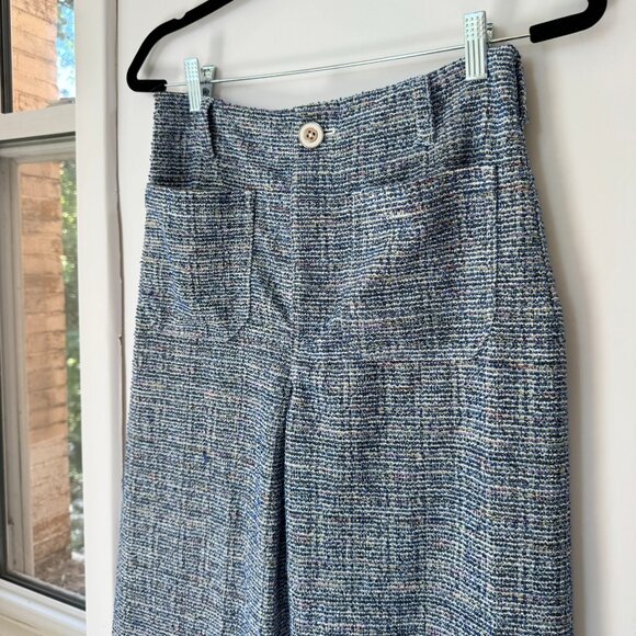 New Anthropologie The Colette Cropped Wide Leg Pants Maeve Tweed Blue Pattern 27 - Picture 4 of 11
